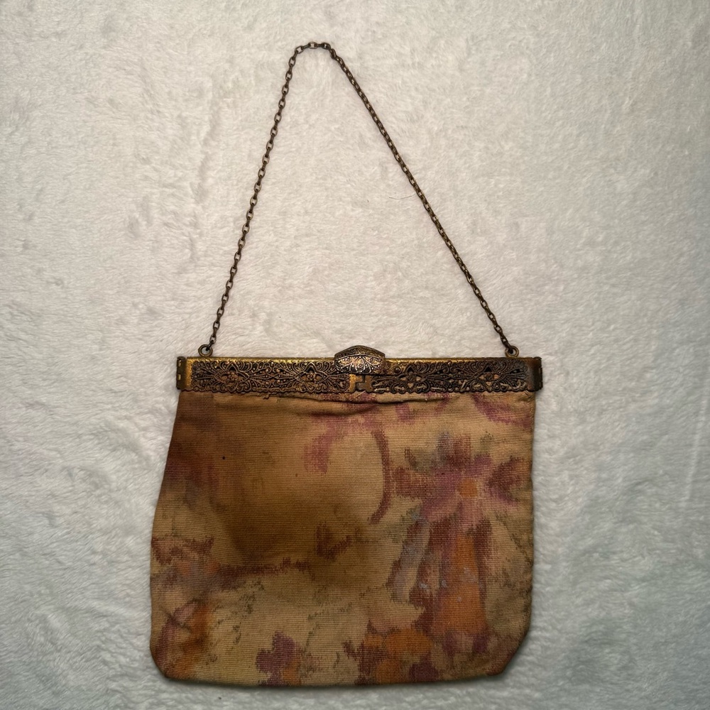 Antique 1920s Dutch Tapestry Floral Metal Frame Purse Clutch Bag - Picture 5 of 8